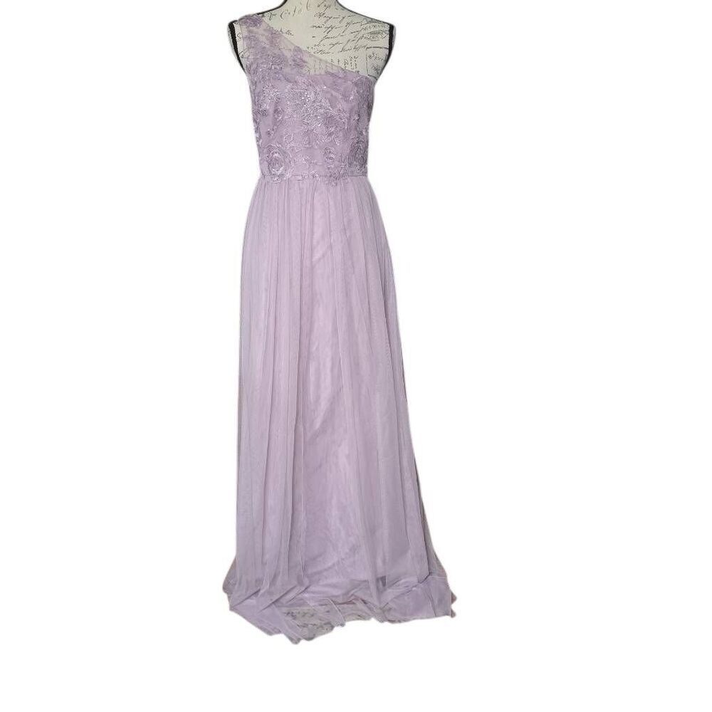 DB Studio Women's Size 6 Lavender Embroidered Tulle One Shoulder Formal Gown